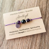 Shungite Amplified INTENTION Anklet/Bracelet - Amethyst