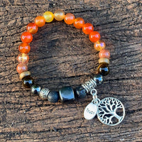 Shungite Amplified SACRAL Chakra Bracelet with Tree of Life Symbol and TRUST Charms ~ Medium [#12]