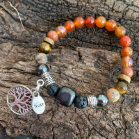 Shungite Amplified SACRAL Chakra Bracelet with Tree of Life Symbol and TRUST Charms ~ Small+ [#14]