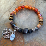 Shungite Amplified SACRAL Chakra Bracelet with Tree of Life Symbol and TRUST Charms ~ Small+ [#14]