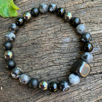 Shungite Amplified Chakra Bracelet PROTECTION / BOUNDARIES ~ Medium+ [#34]