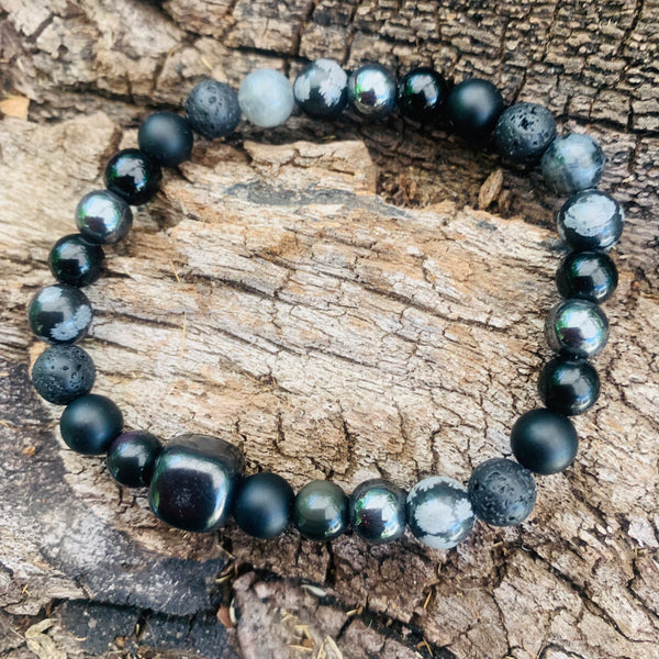 Shungite Amplified Chakra Bracelet [#24P] ~ PROTECTION / BOUNDARIES ~ Extra Large