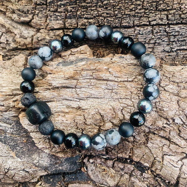 Shungite Amplified Chakra Bracelet [#28P] ~ PROTECTION / BOUNDARIES ~ Large