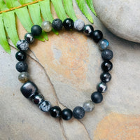 Shungite Amplified Chakra Bracelet [#34P] ~ PROTECTION / BOUNDARIES ~ Medium+