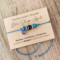 Shungite Amplified INTENTION Anklet/Bracelet - Blue Stripe Agate