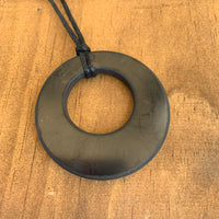 Authentic [C60] Solid Shungite Pendant ~ DOUBLE CIRCLE