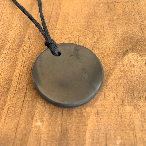 Authentic [C60] Solid Shungite Pendant ~ 35mm CIRCLE