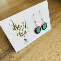 Shungite Earrings [Resin] - Green Highlights LARGE