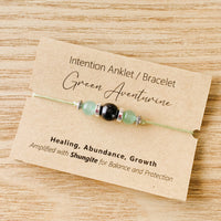 Shungite Amplified INTENTION Anklet/Bracelet - Green Aventurine