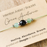 Shungite Amplified INTENTION Anklet/Bracelet - Green Aventurine