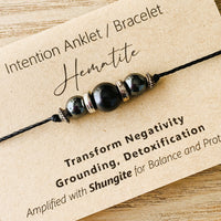 Shungite Amplified INTENTION Anklet/Bracelet - Hematite