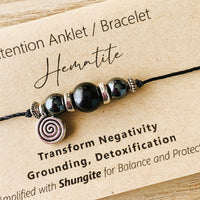 Shungite Amplified INTENTION Anklet/Bracelet - Hematite