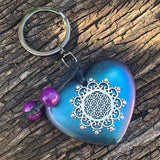 HARMONIC HEART Keyring/Bag Charm ~ Orgone/Shungite in Resin  ~ #5