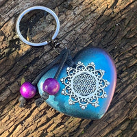 HARMONIC HEART Keyring/Bag Charm ~ Orgone/Shungite in Resin  ~ #5