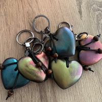 HARMONIC HEART Keyring/Bag Charm ~ Orgone/Shungite in Resin  ~ Pink/Greens