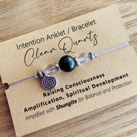 Shungite Amplified INTENTION Anklet/Bracelet - Clear Quartz