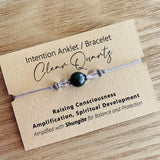 Shungite Amplified INTENTION Anklet/Bracelet - Clear Quartz