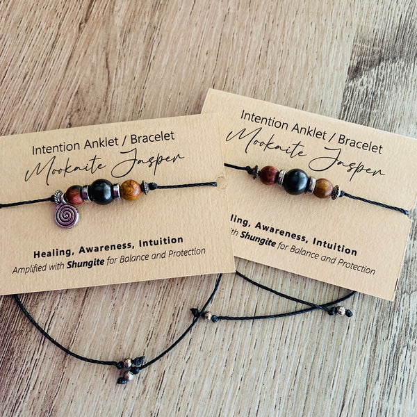 Shungite Amplified INTENTION Anklet/Bracelet - Mookaite