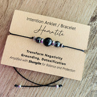 Shungite Amplified INTENTION Anklet/Bracelet - Hematite