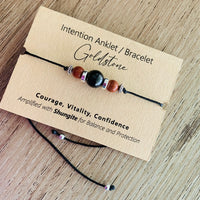 Shungite Amplified INTENTION Anklet/Bracelet - Goldstone