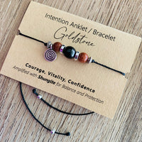 Shungite Amplified INTENTION Anklet/Bracelet - Goldstone