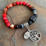 Shungite Amplified ROOT Chakra Bracelet ~ Tree of Life and BELIEVE Charms ~ Medium [#28]