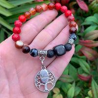 Shungite Amplified ROOT Chakra Bracelet ~ Tree of Life and BELIEVE Charms ~ Medium [#28]