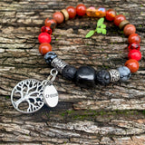 Shungite Amplified ROOT Chakra Bracelet ~ Tree of Life and CREATE Charms ~ Medium  [#30]