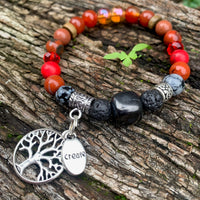 Shungite Amplified ROOT Chakra Bracelet ~ Tree of Life and CREATE Charms ~ Medium  [#30]