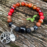 Shungite Amplified ROOT Chakra Bracelet ~ Tree of Life and TRUST Charms ~ Medium [#32]