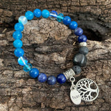 Shungite Amplified THROAT Chakra Bracelet with Tree of Life and TRUST Charms ~ medium [#24]