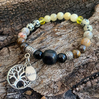 Shungite Amplified SOLAR PLEXUS Chakra Bracelet ~ Tree of Life and BELIEVE Charms  ~ Medium [#26]