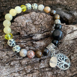 Shungite Amplified SOLAR PLEXUS Chakra Bracelet ~ Tree of Life and BELIEVE Charms  ~ Medium [#26]