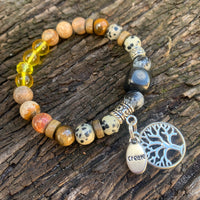 Shungite Amplified SOLAR PLEXUS Chakra Bracelet ~ Tree of Life and CREATE Charms ~ Small [#30]