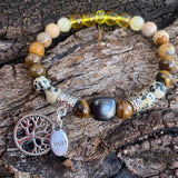 Shungite Amplified SOLAR PLEXUS Chakra Bracelet ~ Tree of Life and TRUST Charms ~ large [#34]