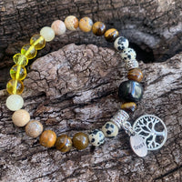 Shungite Amplified SOLAR PLEXUS Chakra Bracelet ~ Tree of Life and TRUST Charms ~ large [#34]