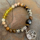 Shungite Amplified SOLAR PLEXUS Chakra Bracelet ~ Tree of Life and TRUST Charms ~ large [#34]