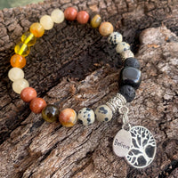 Shungite Amplified SOLAR PLEXUS Chakra Bracelet ~ Tree of Life and BELIEVE Charms  ~ Medium [#36]