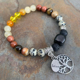 Shungite Amplified SOLAR PLEXUS Chakra Bracelet ~ Tree of Life and BELIEVE Charms  ~ Medium [#36]