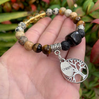 Shungite Amplified SOLAR PLEXUS Chakra Bracelet ~ Tree of Life and CREATE Charms  ~ Medium [#18]