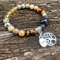 Shungite Amplified SOLAR PLEXUS Chakra Bracelet ~ Tree of Life and CREATE Charms  ~ Medium [#18]