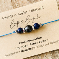 Shungite Amplified INTENTION Anklet/Bracelet - Lapis Lazuli