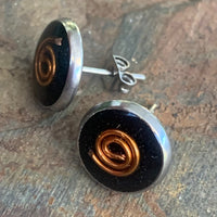 Shungite Studs [Resin] - Large - Copper Coil