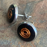 Shungite Studs [Resin] - Large - Copper Coil