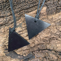 Authentic [C60] Solid Shungite Pendant ~ TRIANGLE (#1UP)