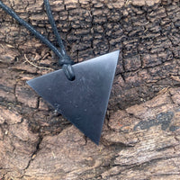 Authentic [C60] Solid Shungite Pendant ~ TRIANGLE (#2DOWN)