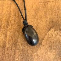 Authentic [C60] Solid Shungite Pendant ~ TUMBLE