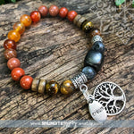 Shungite Amplified SACRAL Chakra Bracelet with Tree of Life and CREATE Charms ~ medium [#26]