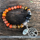 Shungite Amplified SACRAL Chakra Bracelet with Tree of Life and CREATE Charms ~ medium [#26]