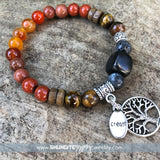 Shungite Amplified SACRAL Chakra Bracelet with Tree of Life and CREATE Charms ~ medium [#26]